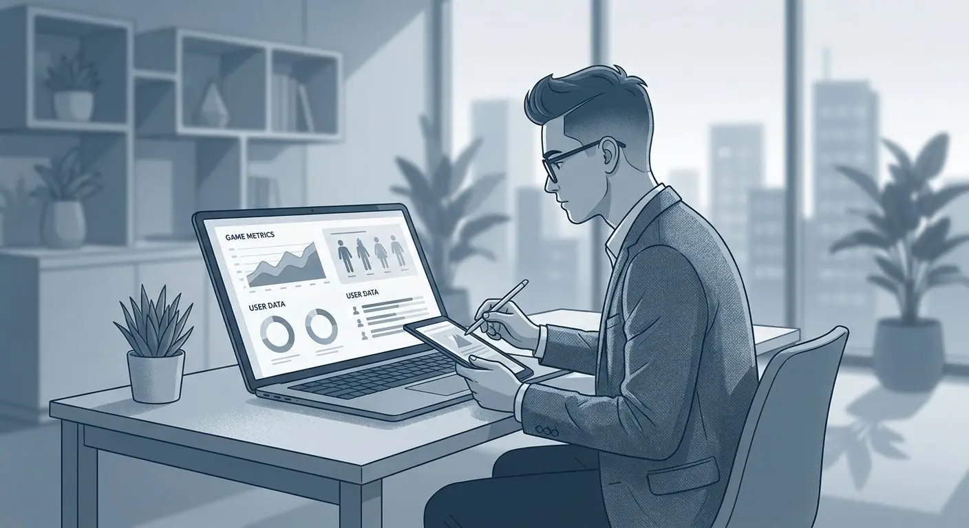 Stylizovaná ilustrace autora a analytika online her