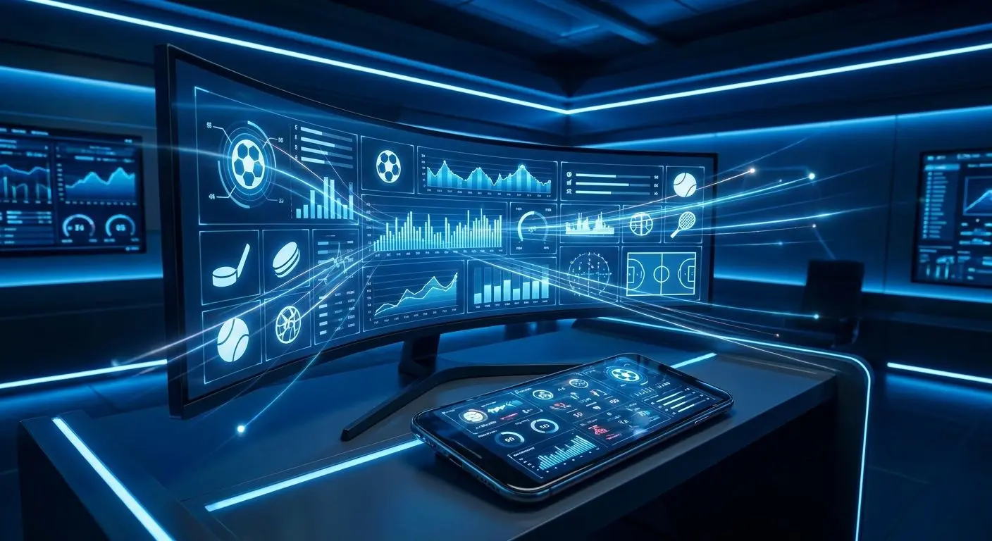 Live sportovní přehled na monitoru a mobilu s aktuálním skóre a statistikami