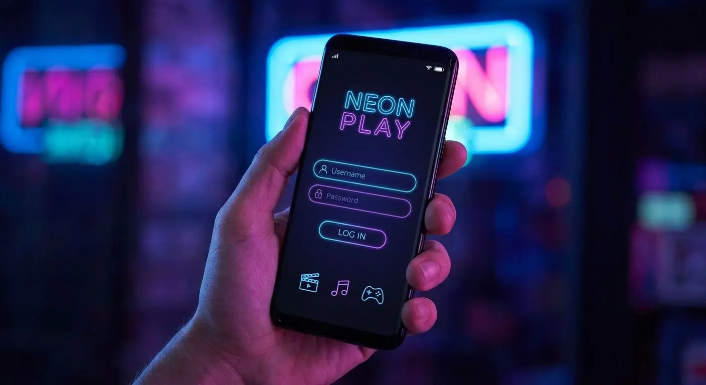 Telefon s otevřenou přihlašovací obrazovkou herní platformy