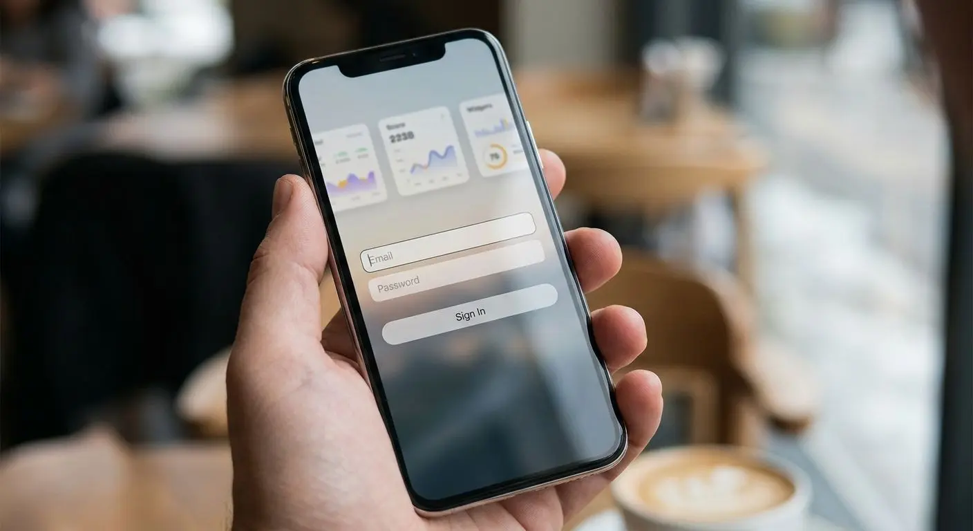 Mobilní telefon s přihlašovacím formulářem BetX