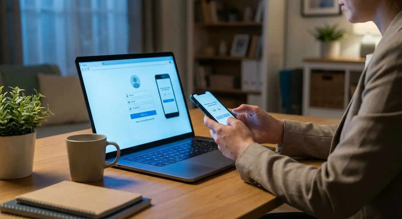 Online registrace účtu na notebooku a mobilu