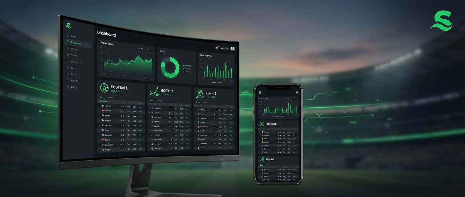 Monitor a mobil se živými sportovními výsledky a statistikami